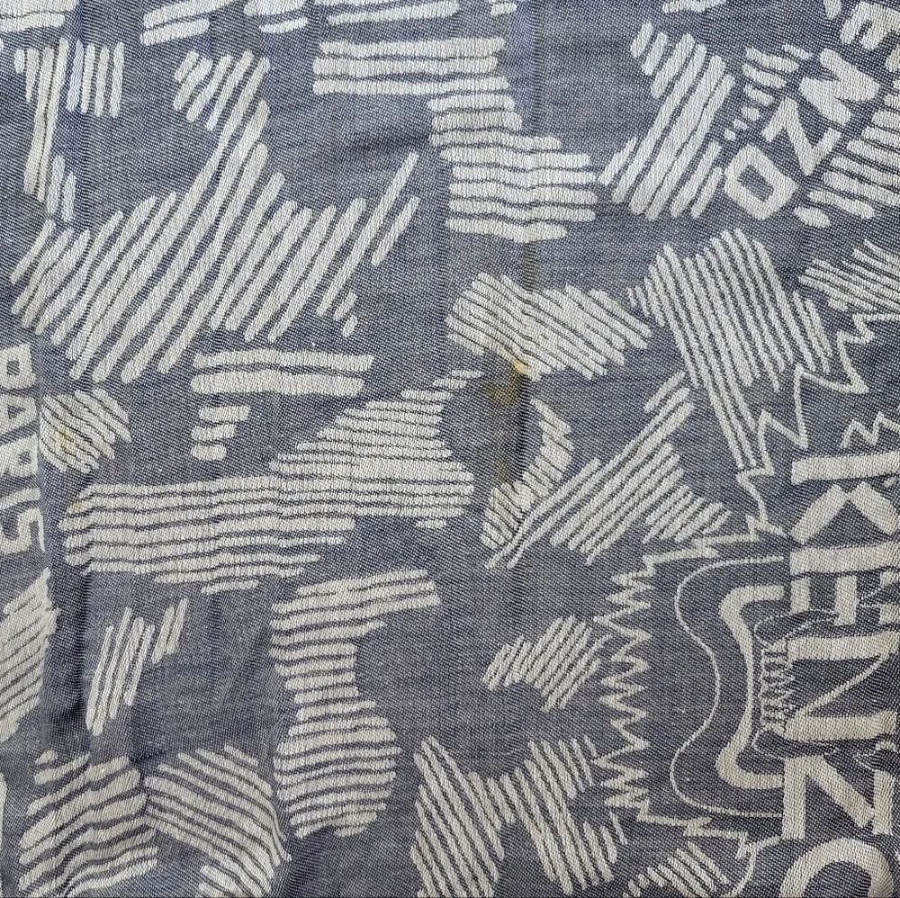 KENZO Paris Blue Tiger Head Silk Cotton Scarf